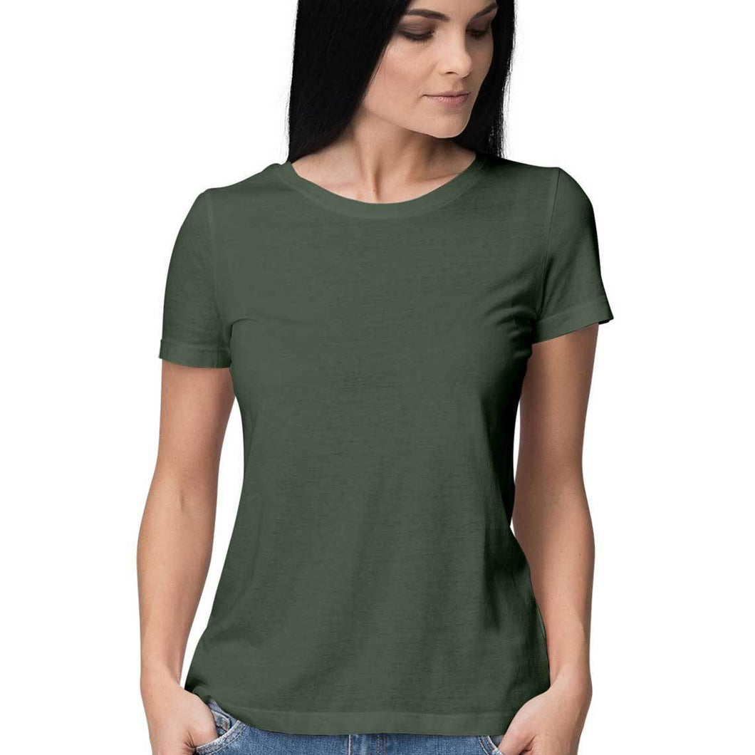 Half Sleeves Round Neck T-Shirt Olive Green