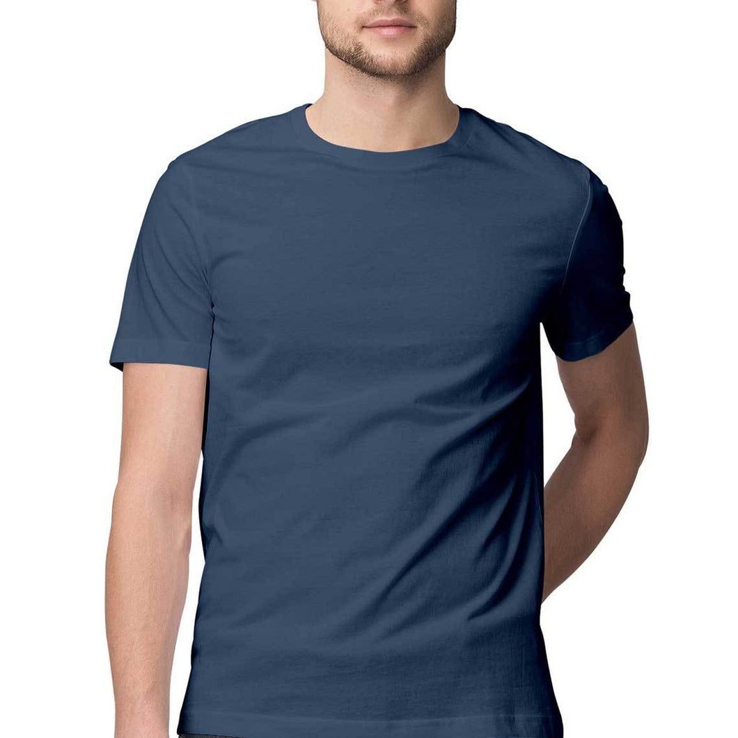 Navy Blue Half Sleeves Round Neck T-Shirt