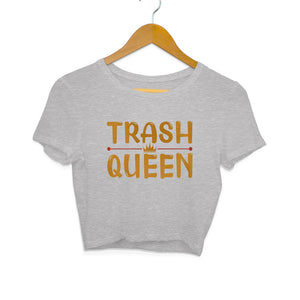 "TRASH QUEEN" Crop Tops Melange Green