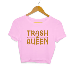 "TRASH QUEEN" Crop Tops Light Pink