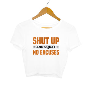 "NO EXCUSES" Crop Tops White