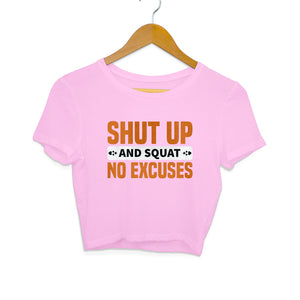 "NO EXCUSES" Crop Tops Light Pink