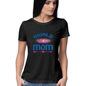 "WORLD BEST MOM" Half Sleeves Round Neck T-Shirt Black