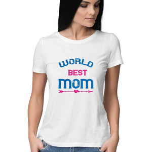 "WORLD BEST MOM" Half Sleeves Round Neck T-Shirt White