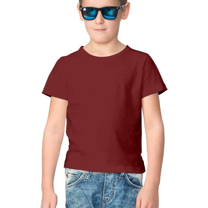 Half Sleeves Round Neck T-Shirt Maroon