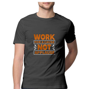 'WORK FOR A CAUSE" Half Sleeves Round Neck T-Shirt Charcoal Grey