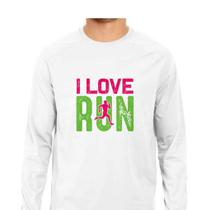 " I LOVE RUN" Full Sleeves Round Neck T-Shirt White