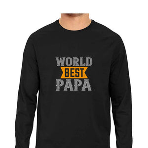 "WORLD BEST PAPA" Full Sleeves Round Neck T-Shirt Black