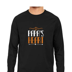 "PAPA's HEART" Full Sleeves Round Neck T-Shirt Black