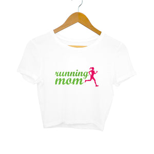 "RUNNING MOM" Crop Tops White