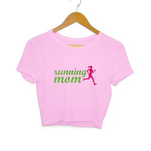 "RUNNING MOM" Crop Tops Light Pink