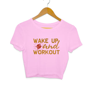 "WAKE UP & WORK OUT" Crop Tops Light Pink