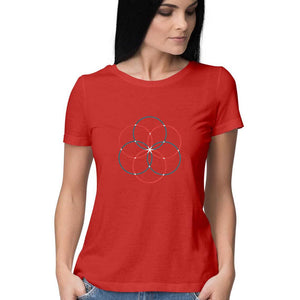 "CONCEPT DESIGN" Half Sleeves Round Neck T-Shirt Red