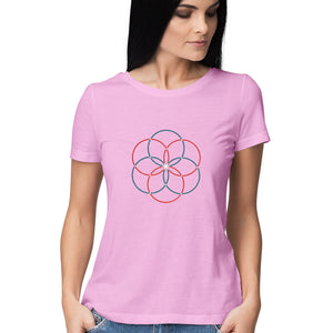 "CONCEPT DESIGN" Half Sleeves Round Neck T-Shirt Light Pink