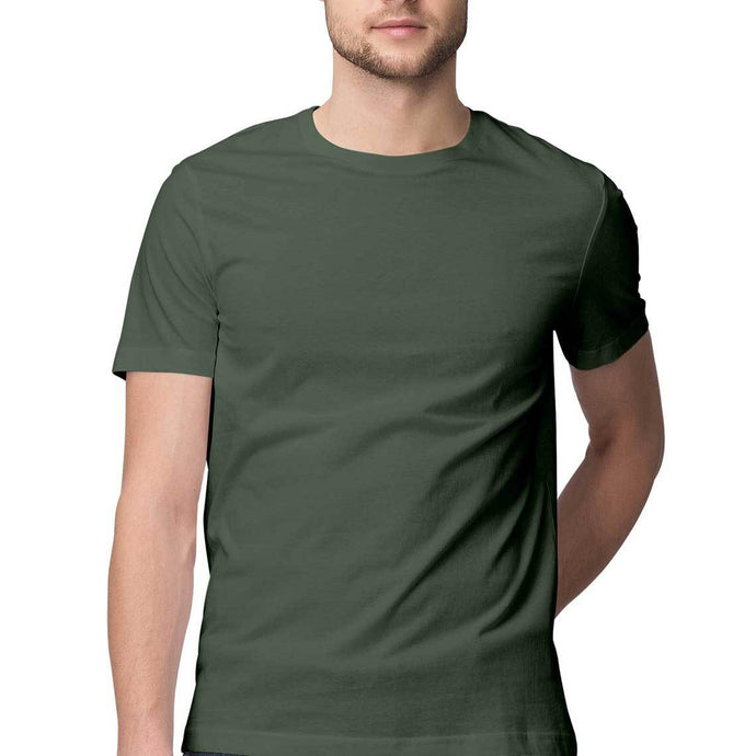 Olive Green Half Sleeves Round Neck T-Shirt